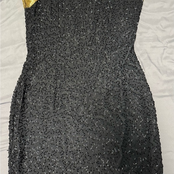 A.J. Bari Black and Gold Mini Dress - Picture 3 of 5